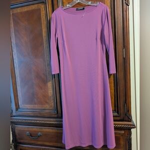 Ralph Lauren Black Label Midi Dress Scuba Fit & Flare Dress Size 8 Purple